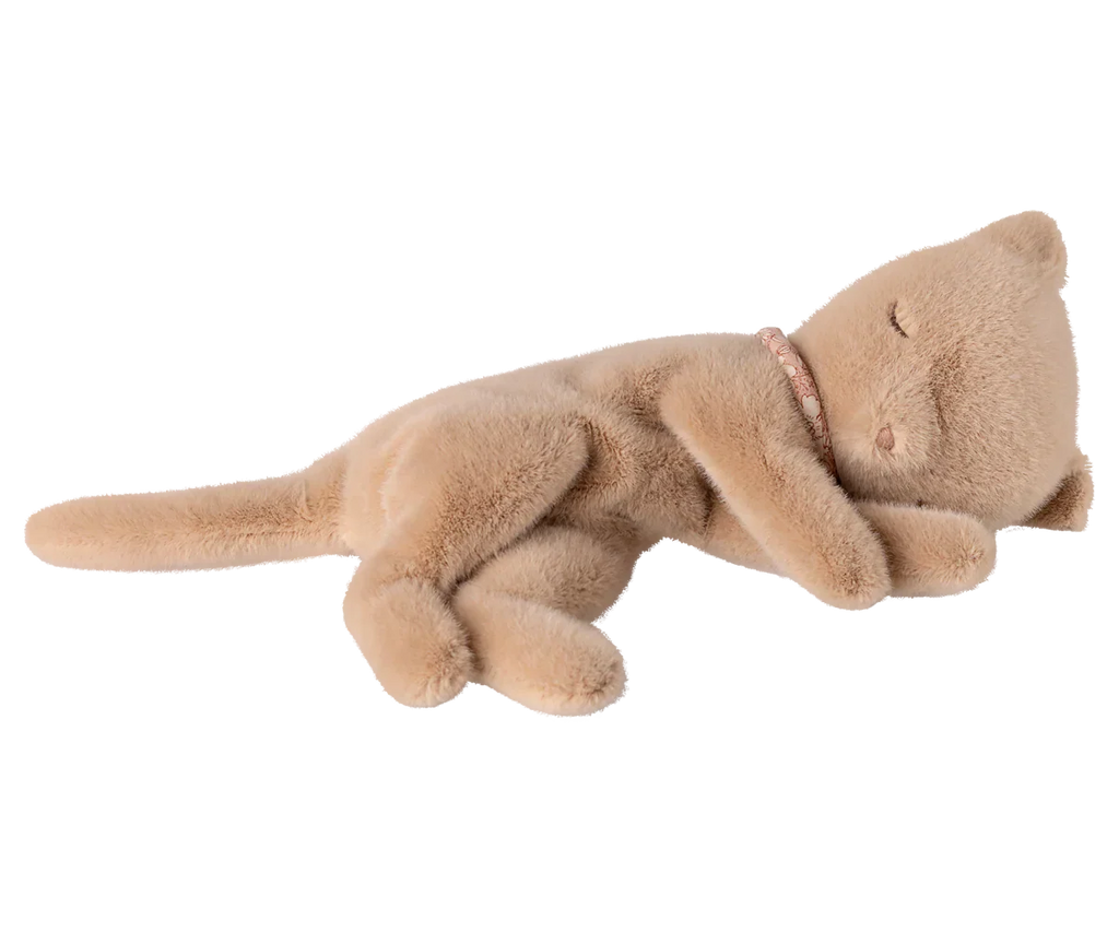 Maileg Sleeping Kitten Plush, Small - Cream Peach