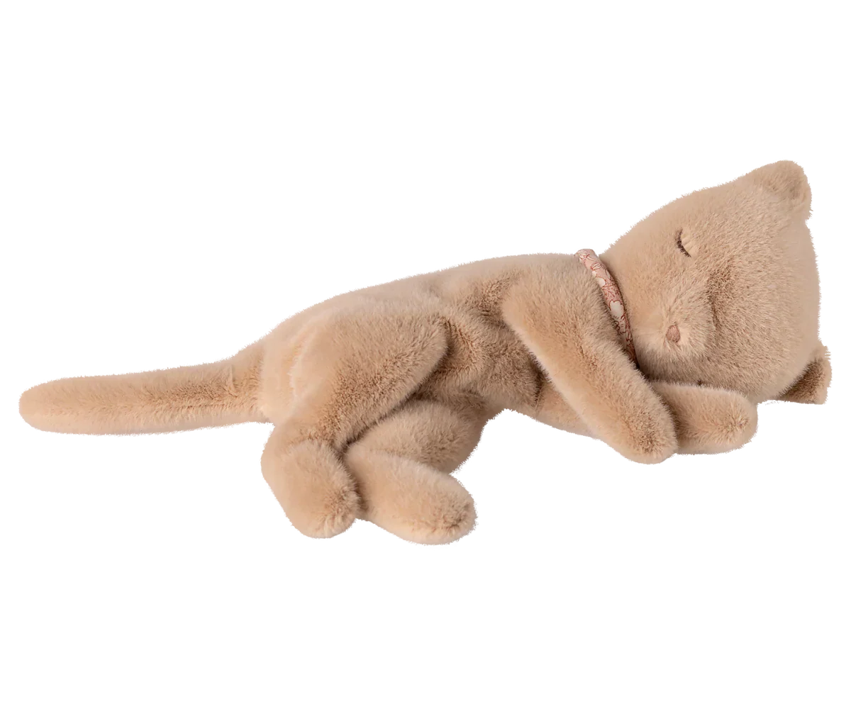 Maileg Sleeping Kitten Plush, Small - Cream Peach
