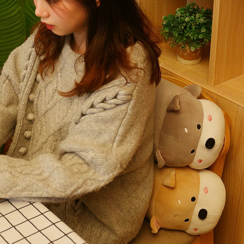 Cute Dog Pillow Plush Toys 45cm - Grey/Brown