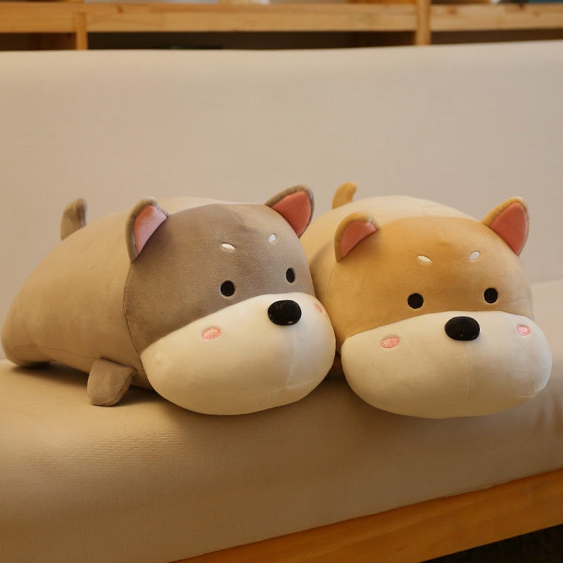 Cute Dog Pillow Plush Toys 45cm - Grey/Brown