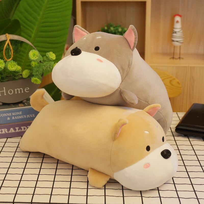 Cute Dog Pillow Plush Toys 45cm - Grey/Brown