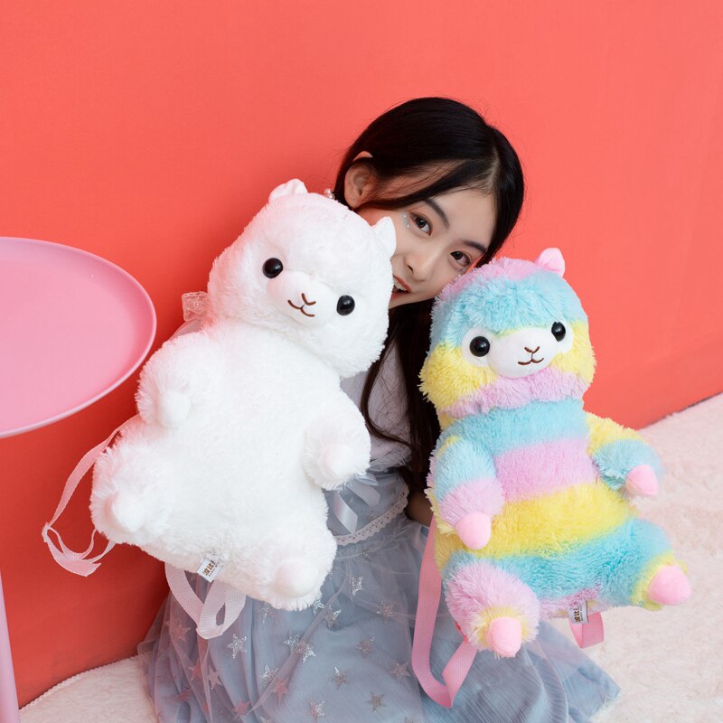 Cute Alpaca(Rainbow/White) Plush Backpacks 40cm