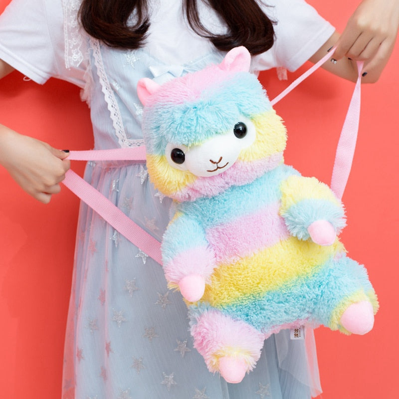 Cute Alpaca(Rainbow/White) Plush Backpacks 40cm