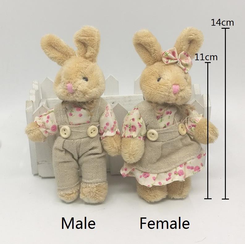 Couple Animal(Bear/Rabbit) Plush Keychain 2pcs/lot 11cm