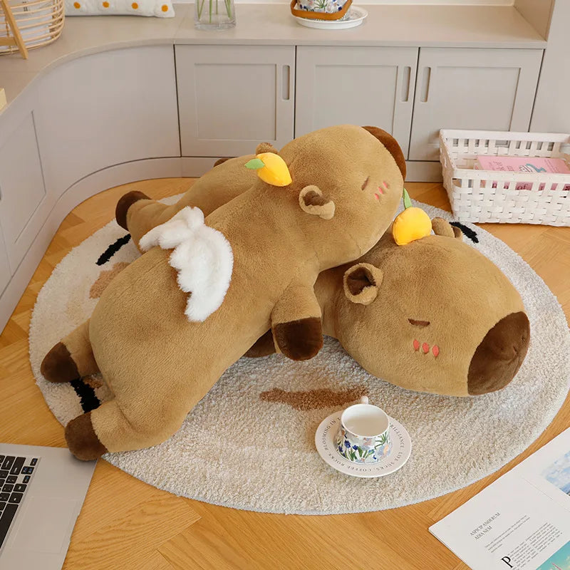 Cute Capybara With Persimmon And Wings Plush Pillows 60/80/100cm