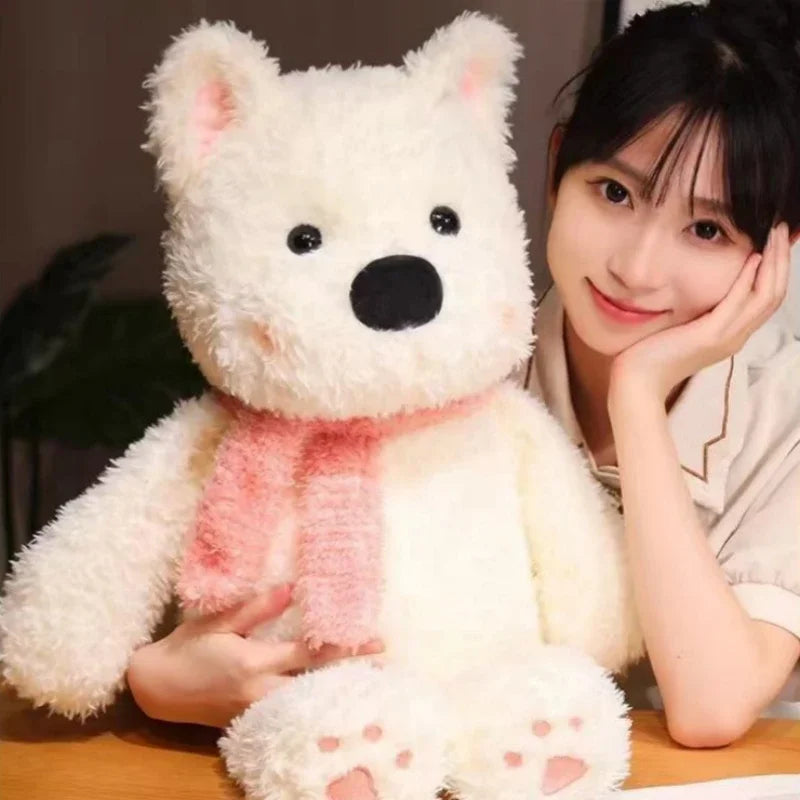 Dog (West Highland White Terrier) With Pink Scarf Plush Toys 50/70/90cm