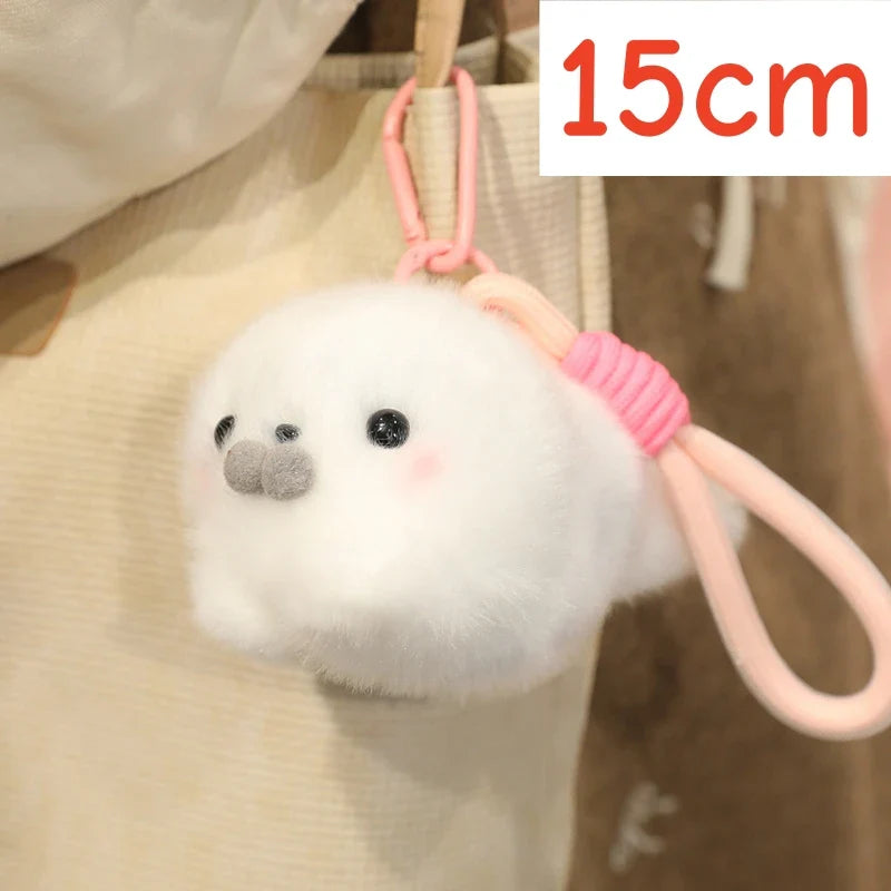 Cute White Seal Plush Toys 25/45cm Or Plush Keychains 15cm - Round/Close Eyes