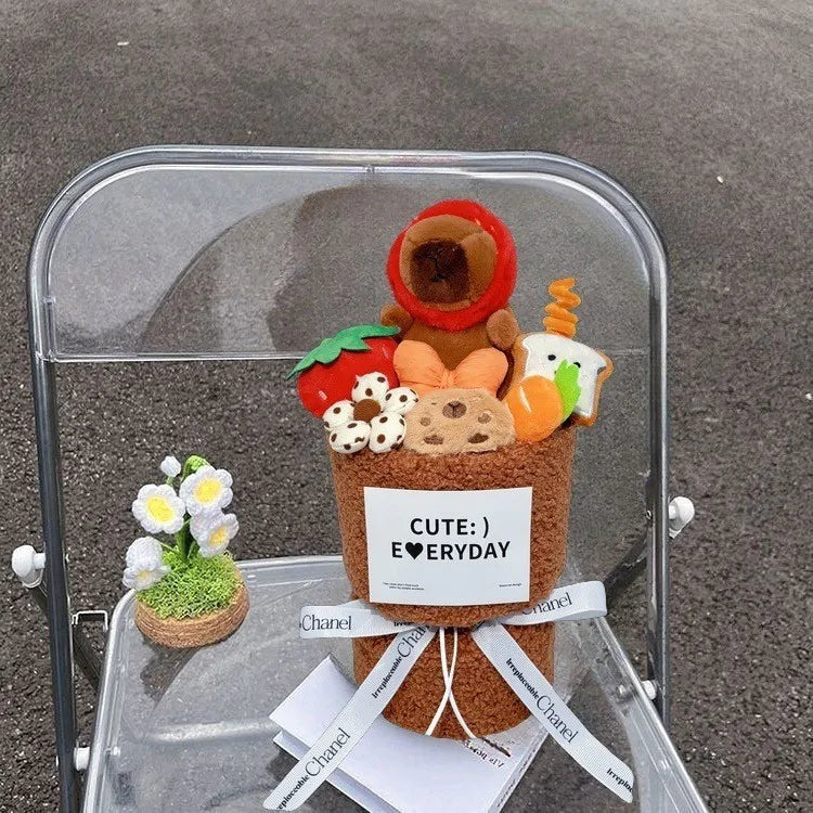 Cute Capybara With Flower Plush Bouquet - 7 Styles
