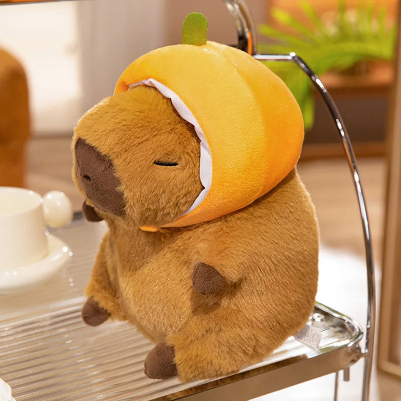 Cute Capybara With Animal/Fruit Hat Plush Toys 25/35/45cm - 4 Styles