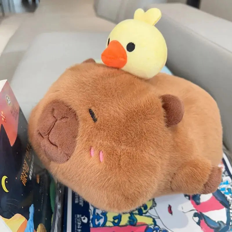 Cute Lying Capybara with Octopus/Wale/Duck on Head Plush Toys 32/42cm