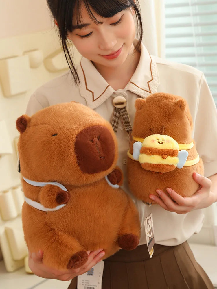 Cute Capybara With Bee/Oyster Bag Plush Keychains 12cm & Toys 23/33cm