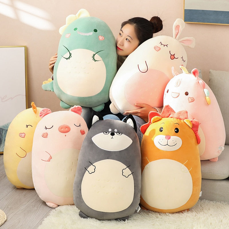 Animal (Chicken/Rabbit/Lion/Unicorn/Pig/Dinosaur/Dog) Chubby Pillow Plush Toys 40-80cm