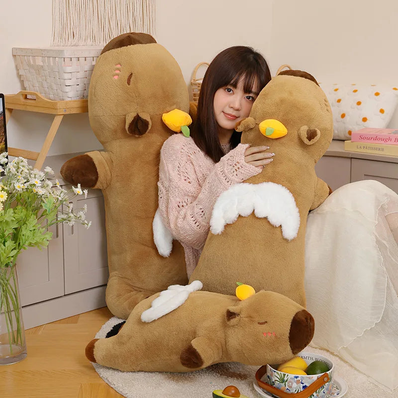 Cute Capybara With Persimmon And Wings Plush Pillows 60/80/100cm