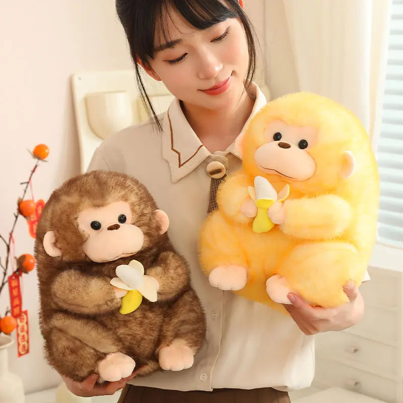 Cute Monkey With Banana Plush Toys 23/30/40cm - Yellow/Brown