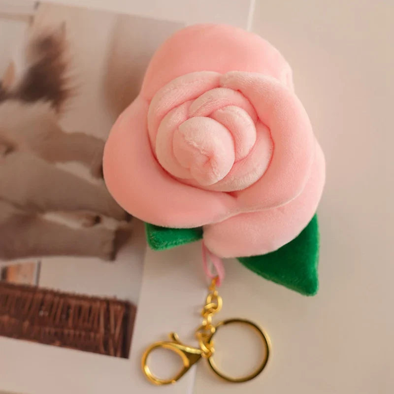 Cute Flower (Rose) Plush Keychain 8cm - Yellow/Red/Pink/Blue/Orange/Purple