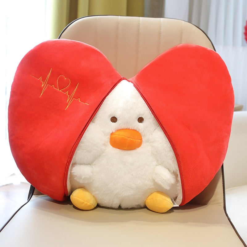Funny Duck In Pear/Heart Bag Plush Toys 20cm/35cm