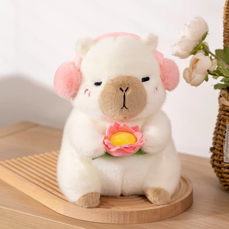 Capybara(White/Brown) With Headset and Lotus / Black-and-white Colobus Monkey Plush Toys 25/38cm - 4 Styles