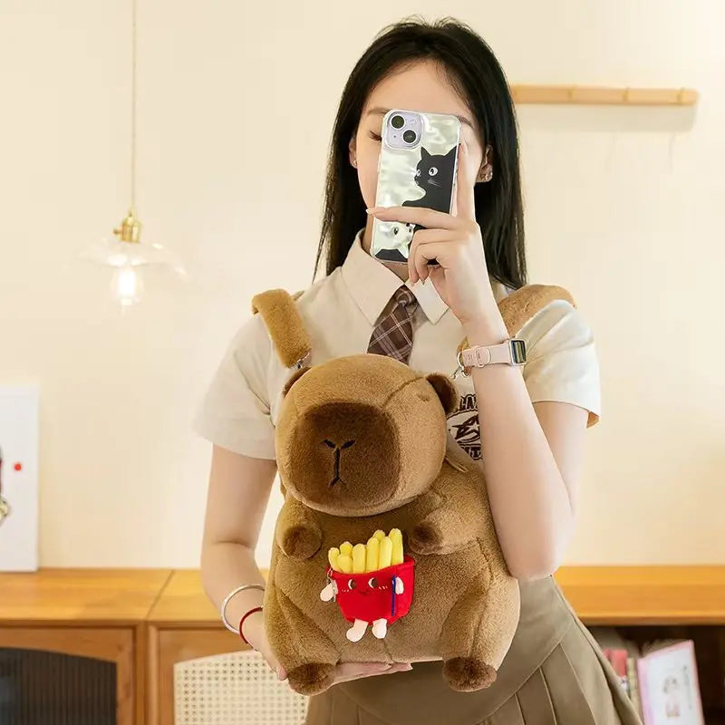 Cute Capybara With Flower/Fruit/Doll Plush Backpacks 35cm - 7 Styles