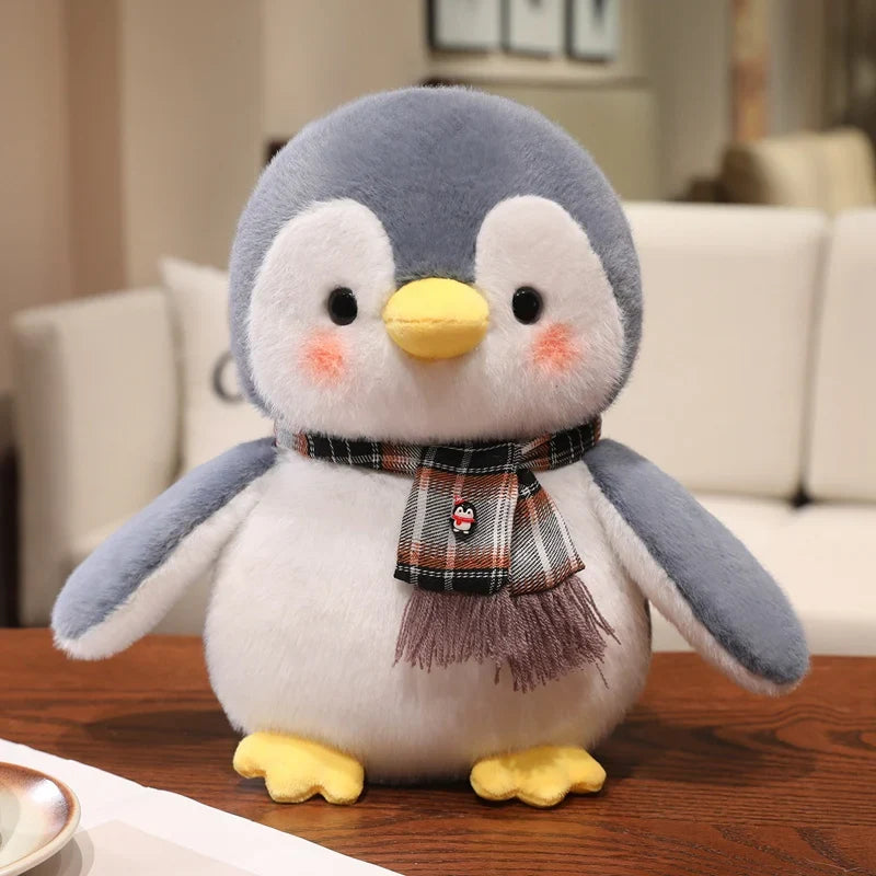 Cute Penguin With Cloth/Scarf Plush Toys 22/30cm - Grey/Pink/Blue/Purple