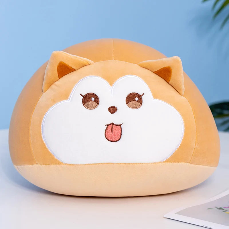 Cute Round Cat/Dog Plush Pillow Toys 20/30/40cm - Brown/Black/Pink