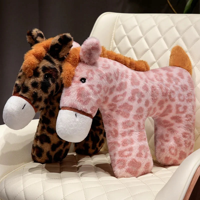 Cute Spotted Horse Plush Pillows 43x33cm - Grey/Brown/Pink