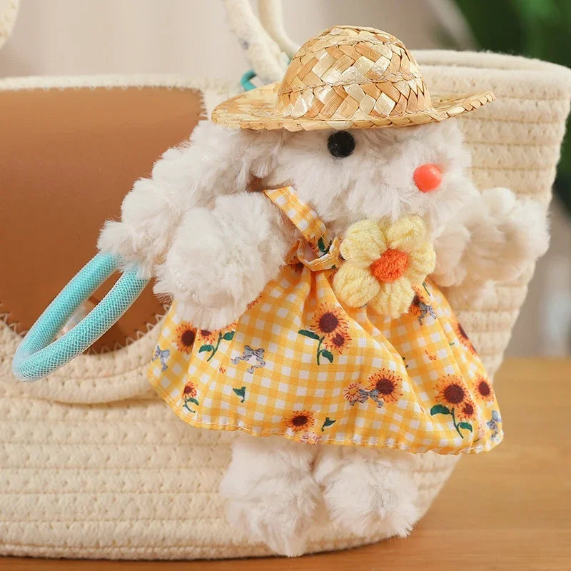 Cute White Bunny With Dress Plush Keychains 20cm - 9 Styles