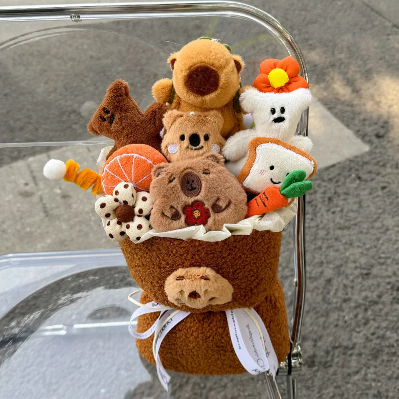 Cute Capybara With Flower Plush Bouquet - 7 Styles