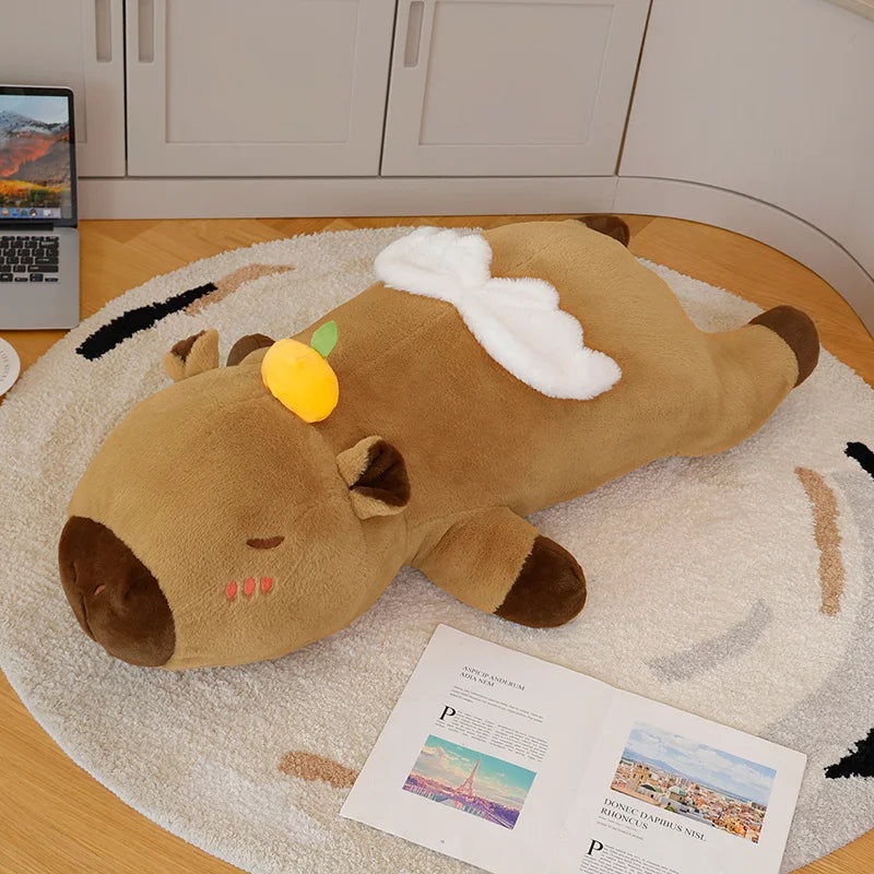 Cute Capybara With Persimmon And Wings Plush Pillows 60/80/100cm