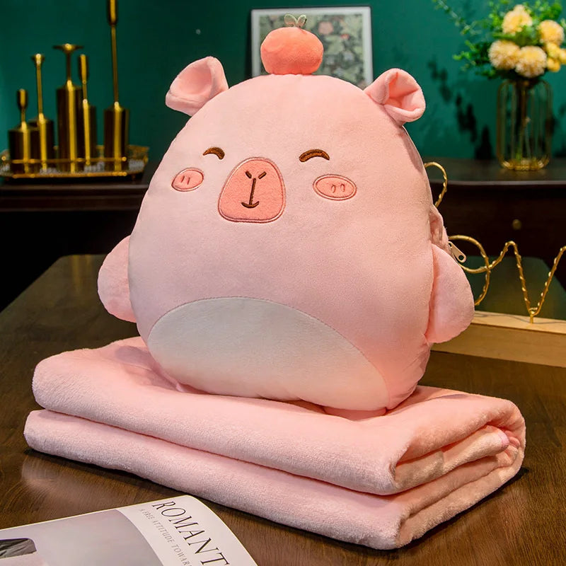 Cute Capybara Hand Warmer Pillow Plush Toys With Blanket - 3 Styles