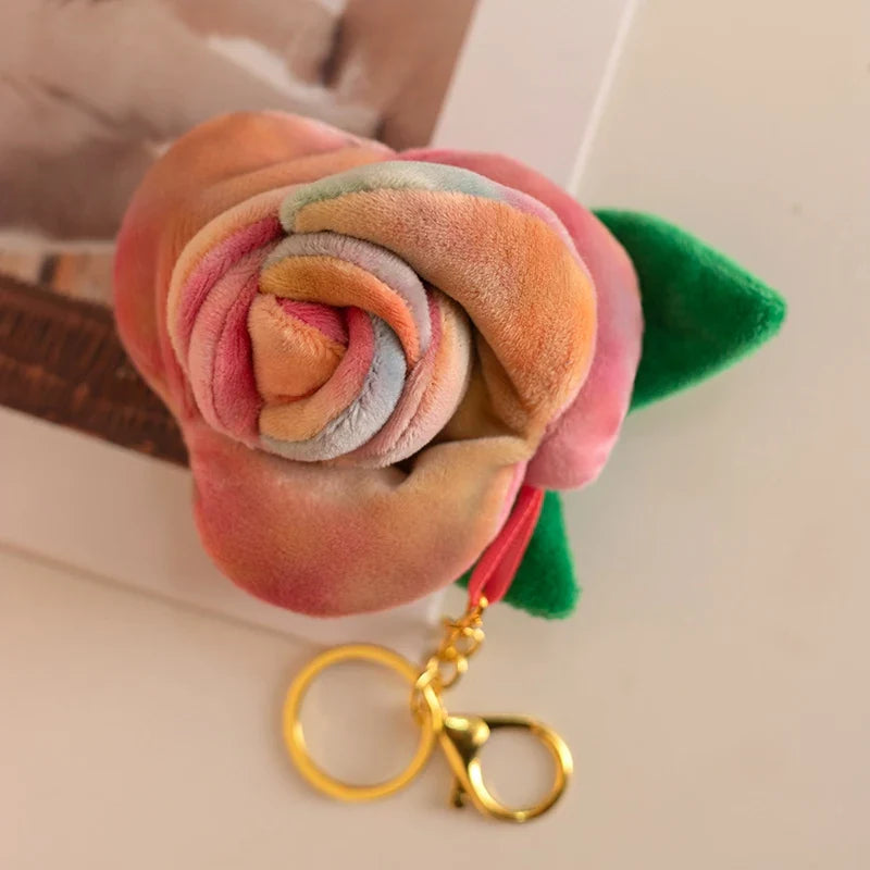 Cute Flower (Rose) Plush Keychain 8cm - Yellow/Red/Pink/Blue/Orange/Purple