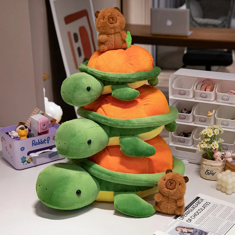 Cute Turtle And Persimmon Hybrid With Capybara Plush Toys or Plush Backpacks 35/45/55cm