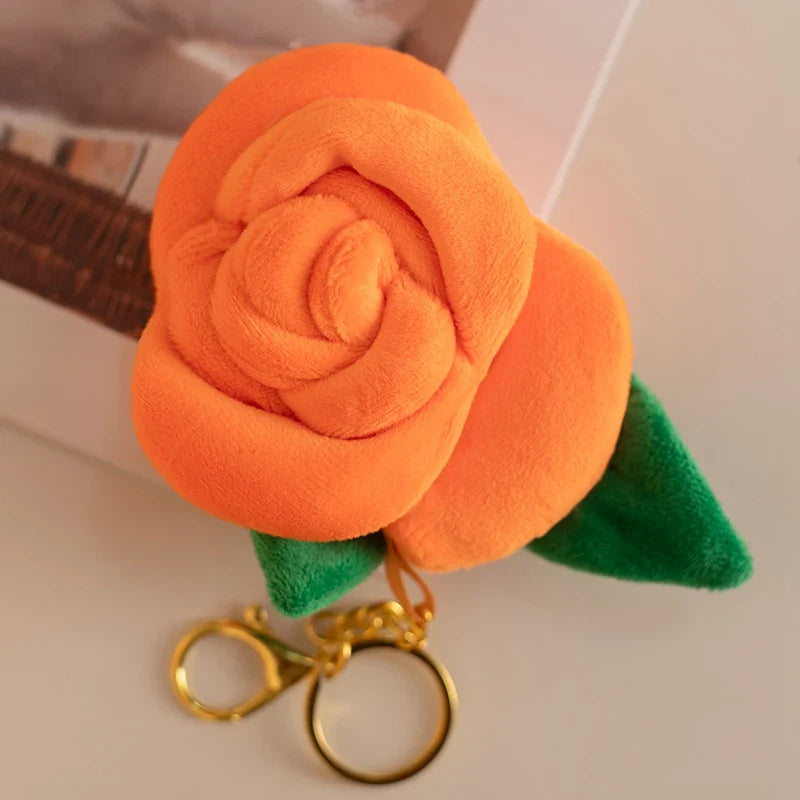 Cute Flower (Rose) Plush Keychain 8cm - Yellow/Red/Pink/Blue/Orange/Purple
