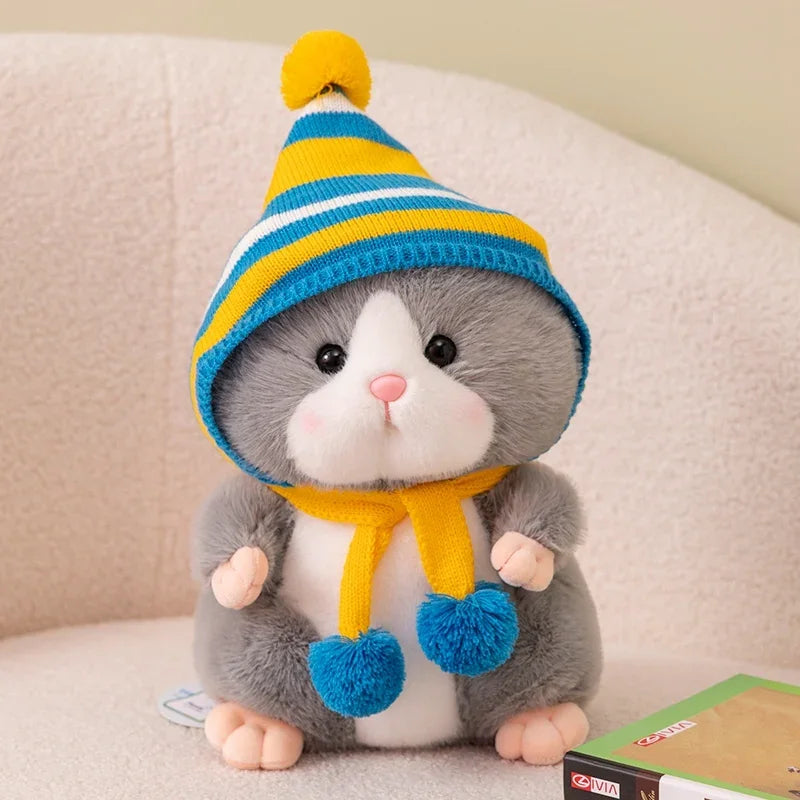 Cute/Kawaii Hamster With Beanie And Scarf Plush Toys 20/30cm - Grey/Brown