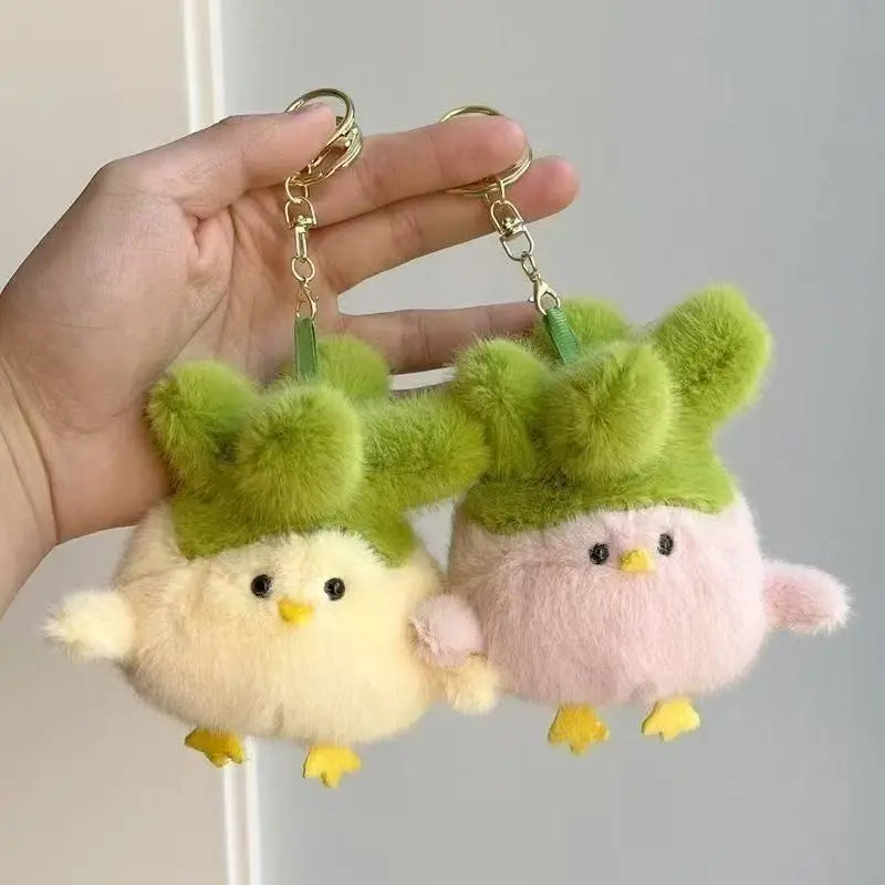 Cute Vegetable Bird Plush Keychains 11cm - Yellow/Pink/White