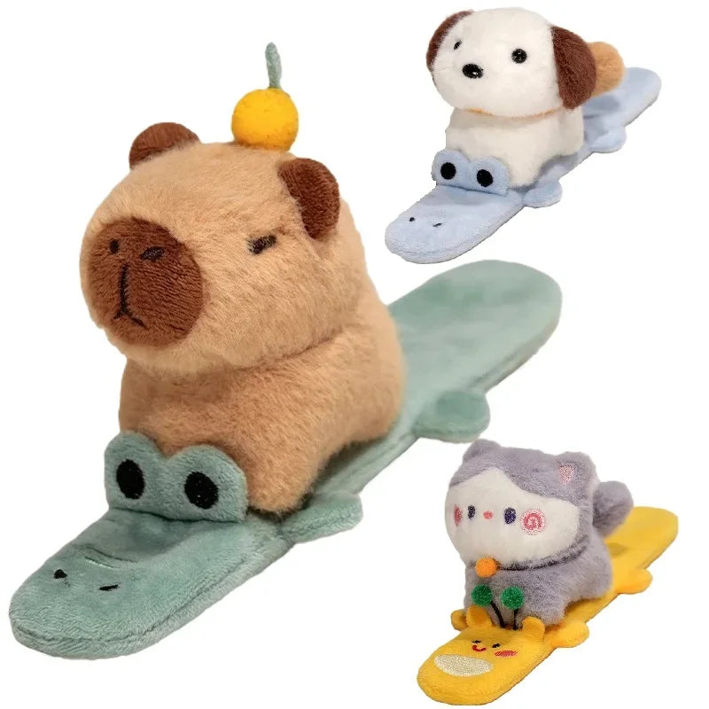Cute Animal (Dog/Capybara/Cat) Plush Slap Band - 1pc/3pcs