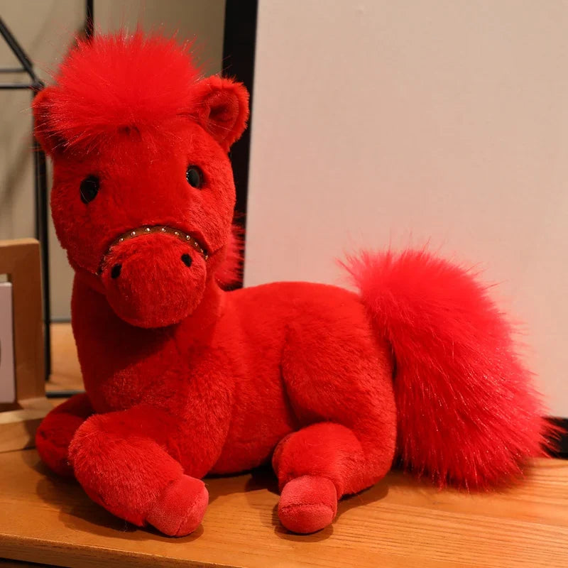 Cute Horse Plush Toys 30/35/45cm - Black/Red/White/Brown