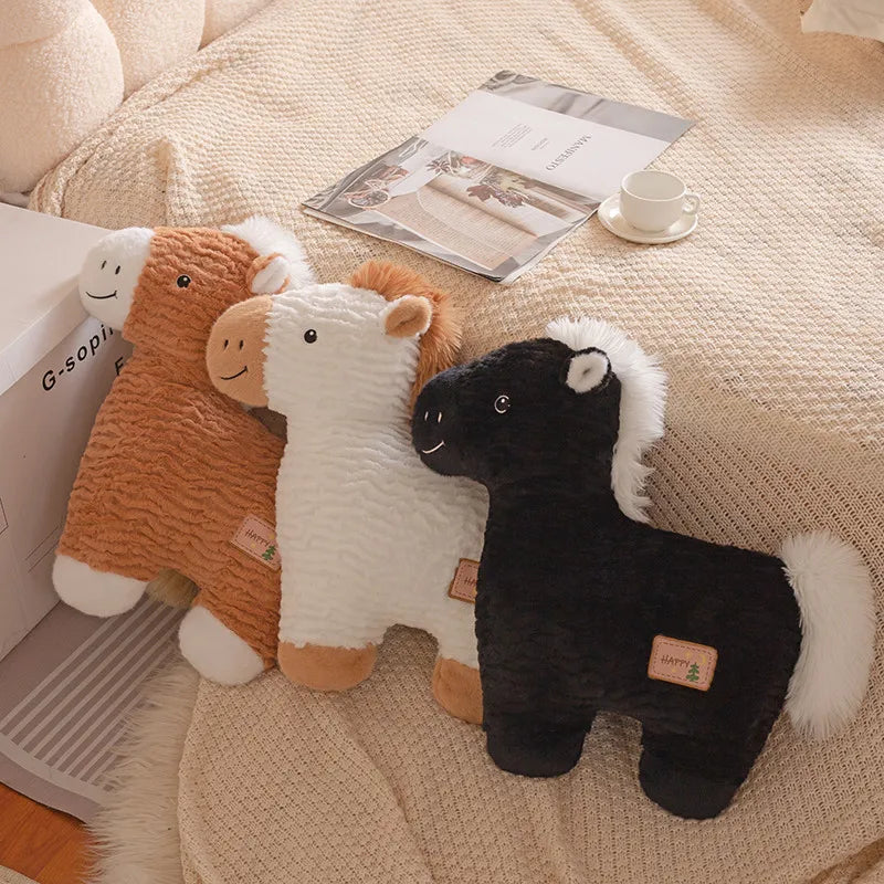 Cute Horse  Plush Pillows 50cm - White/Black/Brown