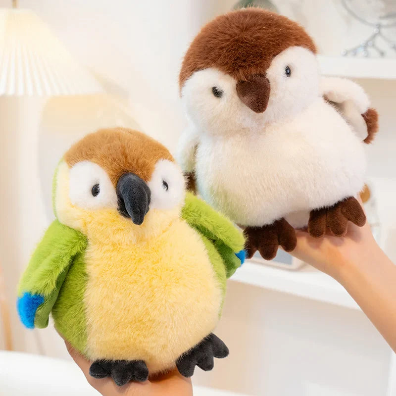 Cute Bird With/Without Leaf/Stump Plush Toys 20cm Or Plush Keychains 12cm
