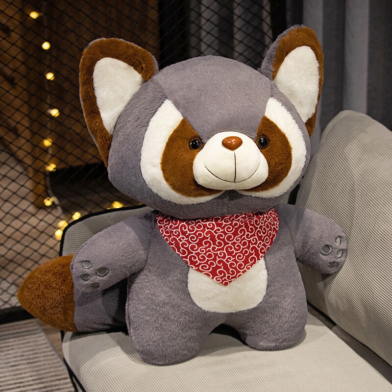 Cute Raccoon(Brown/Grey) with Red/Green Scarf Plush Toys 35-90cm