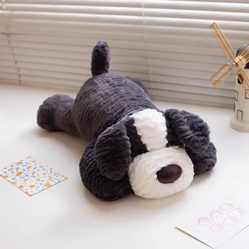 Cute Lying Dog Plush Toys 30/50cm - Black/Brown/Grey