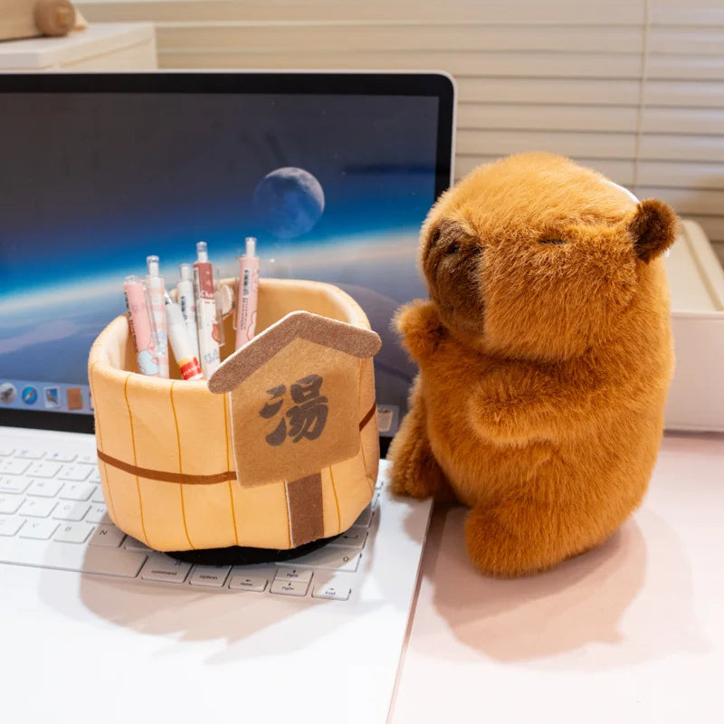 Cute Capybara With Hot Bath Tub Toys 25cm Or Plush Keychains 15cm