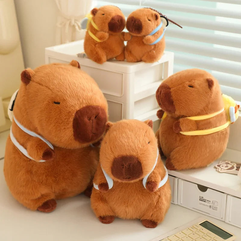 Cute Capybara With Bee/Oyster Bag Plush Keychains 12cm & Toys 23/33cm