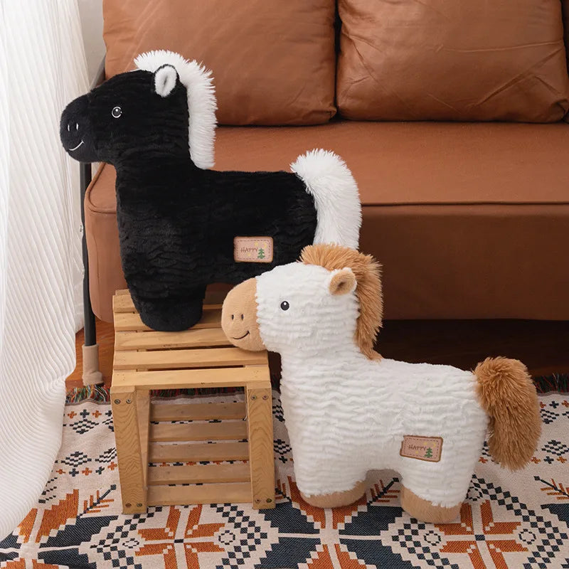 Cute Horse  Plush Pillows 50cm - White/Black/Brown