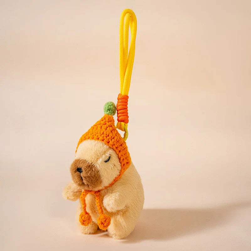 Cute Capybara With Flower/Heart/Hat Plush Keychains 13cm - 6 styles