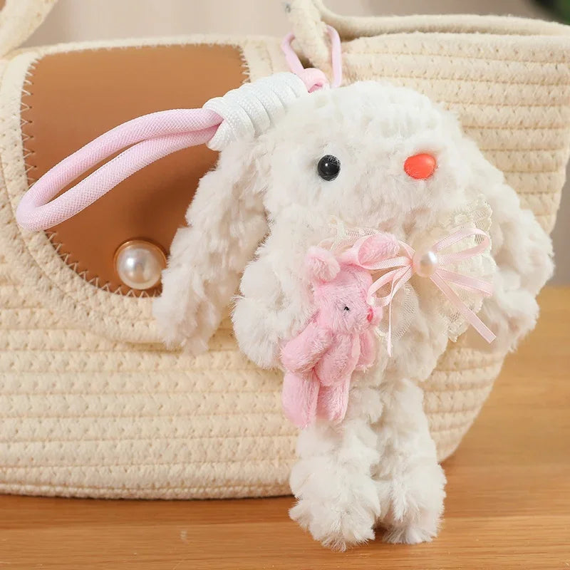 Cute White Bunny With Dress Plush Keychains 20cm - 9 Styles