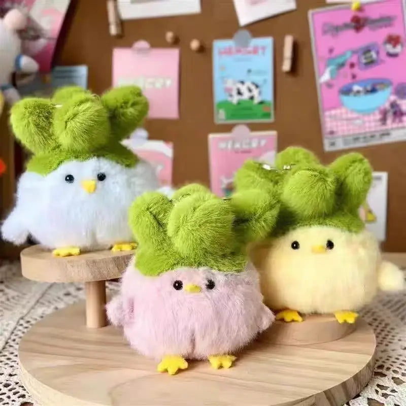 Cute Vegetable Bird Plush Keychains 11cm - Yellow/Pink/White