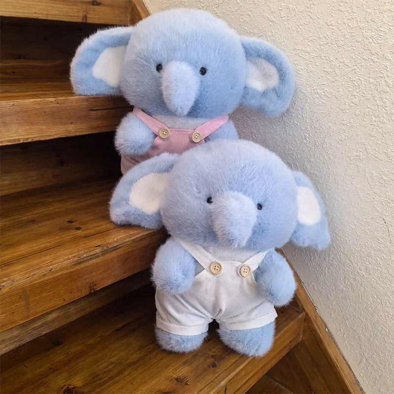 Cute Elephant with Overall Cloth Plush Toys 38cm - (Pink/Blue/White)