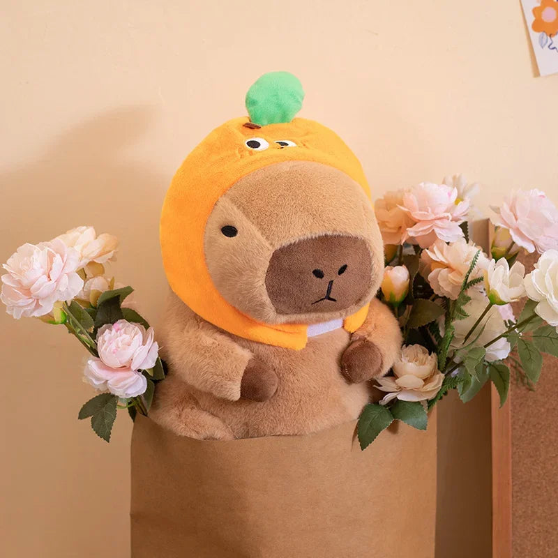 Cute Capybara With Animal/Fruit Hat Plush Toys 30/40cm - 2 Styles