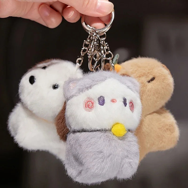 Cute Animal (Dog/Capybara/Cat) Plush Keychains - 1pc/3pcs