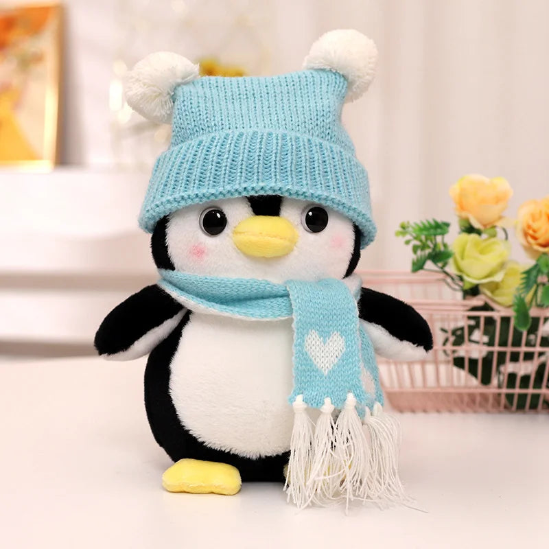 Cute Penguin With Hat And Scarf Plush Toys 25/35cm - Red/Blue/Yellow